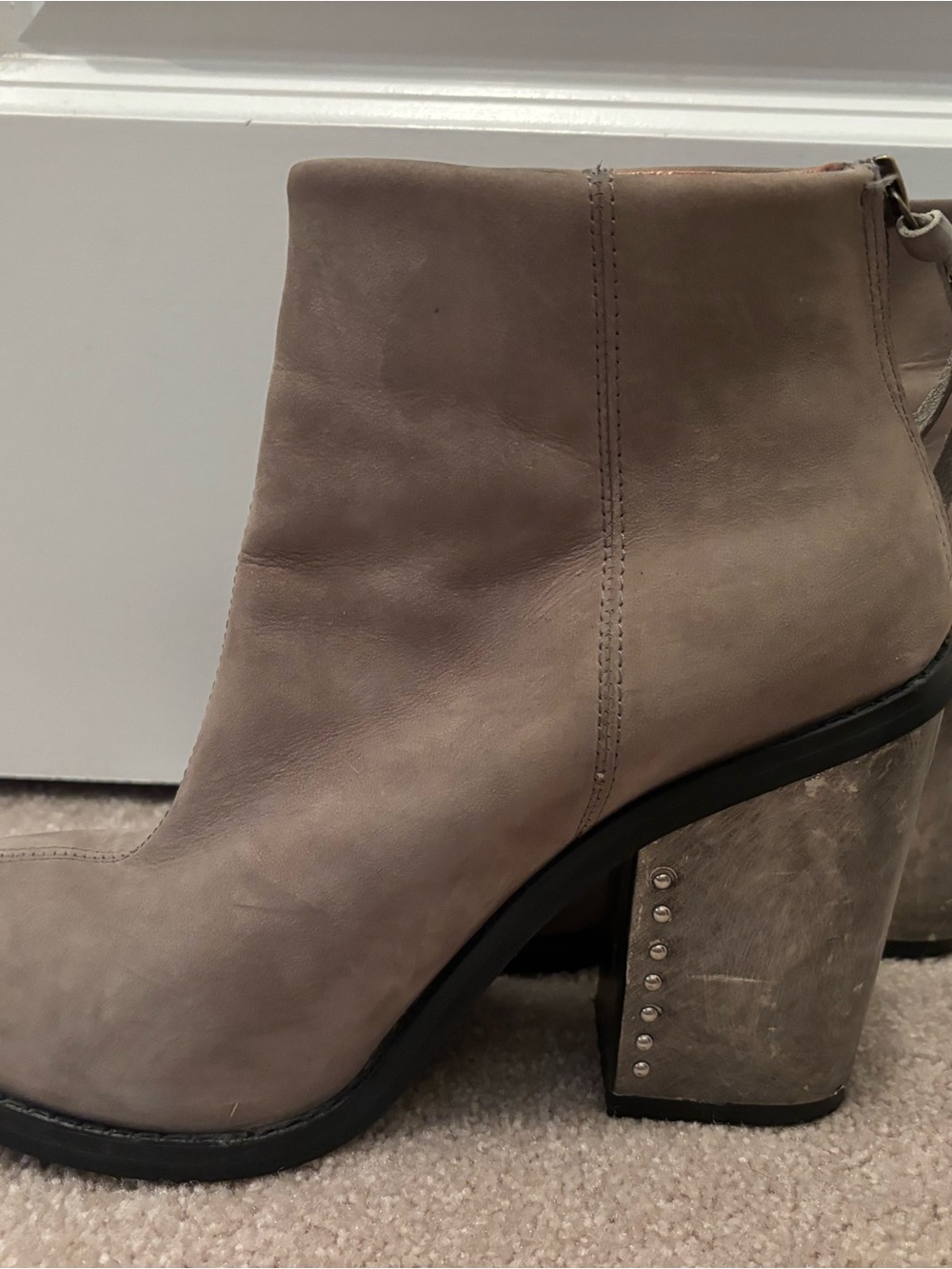 Jeffery Campbell Women's Size 9 Taupe Boot Metallic Block Heel Handmade Havana